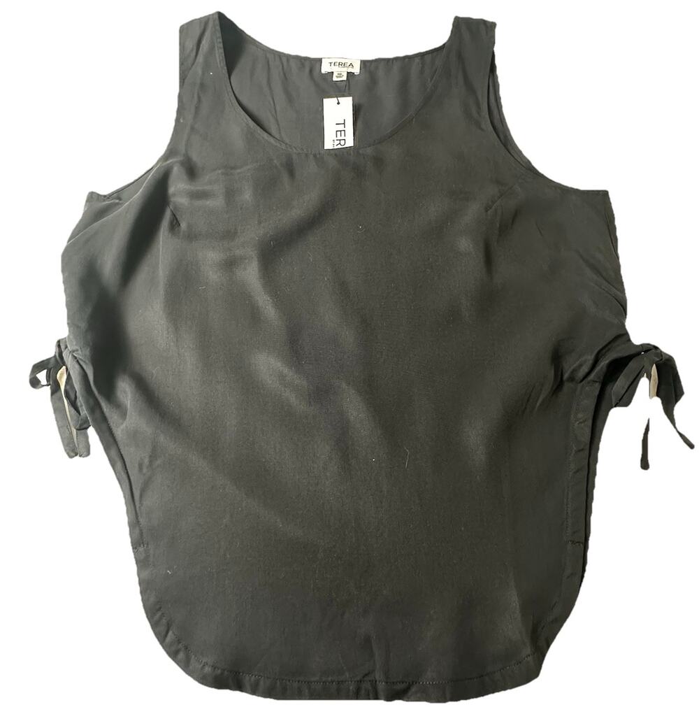 Terea By Andrea Pitter Women's Black Sleeveless Top Open Sides Pull Tie Bow XXL